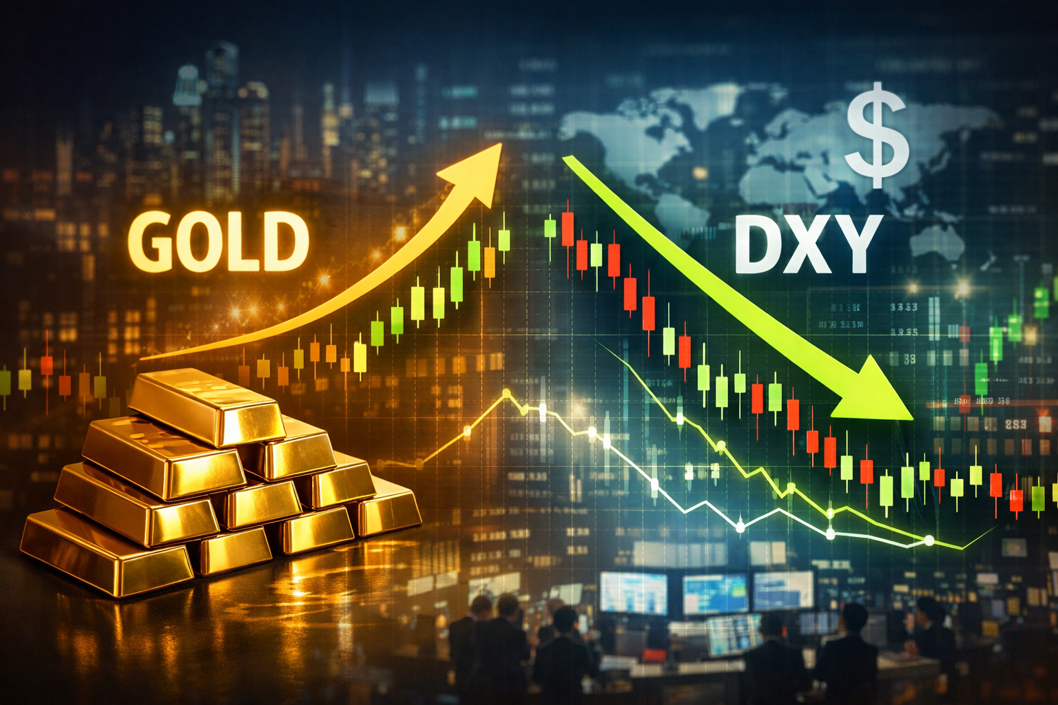 و dxy انس جهانی طلا